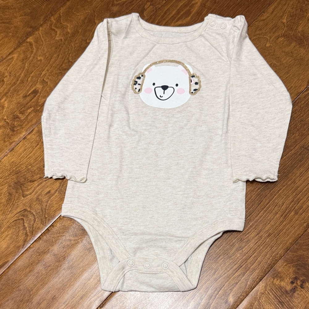 NWT Size 18M Garanimals Cream Bear Print Bodysuit